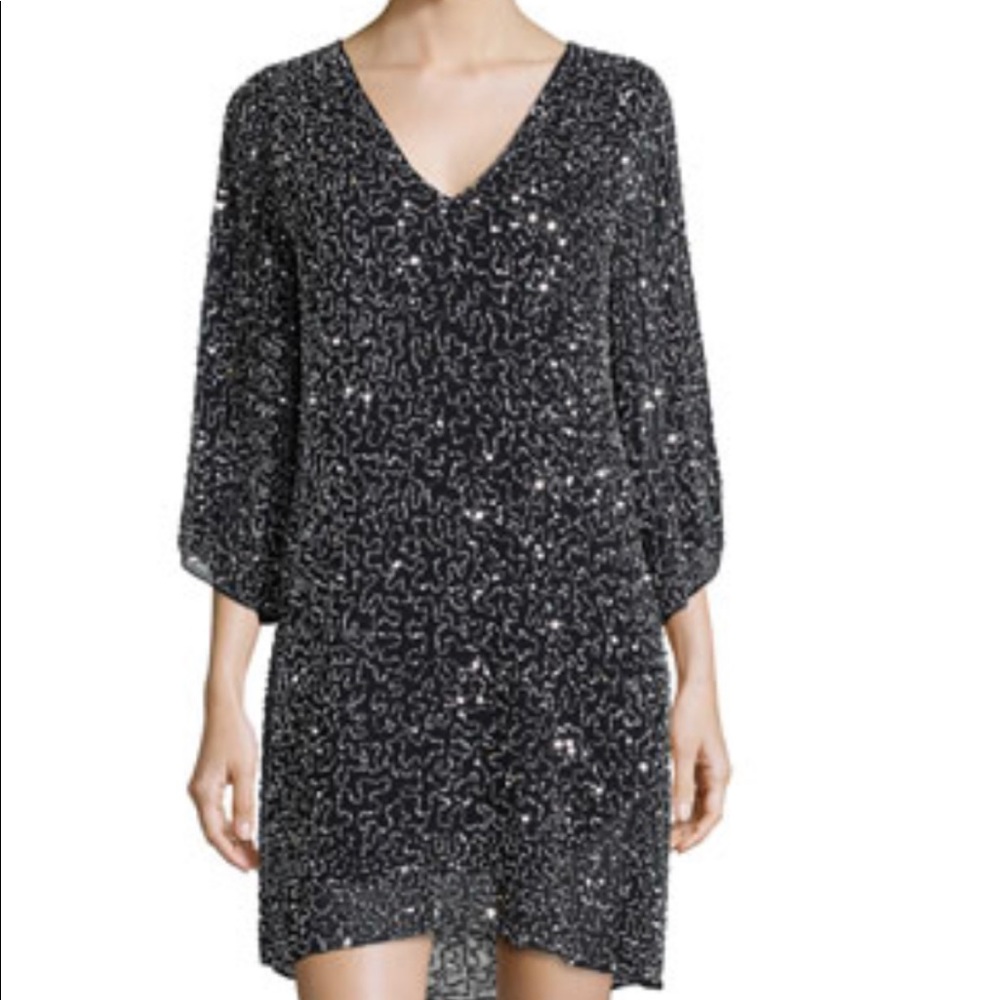 Alice & Olivia Black Shary Beaded Shift Dress, Size 2